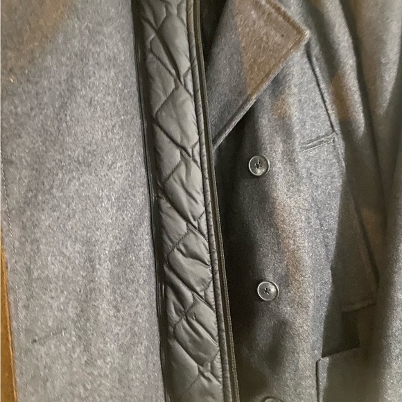 MARC NEW YORK ANDREW MARC Men’s Wool Double Breasted Pea Coat Col: Black Gray - Picture 3 of 7